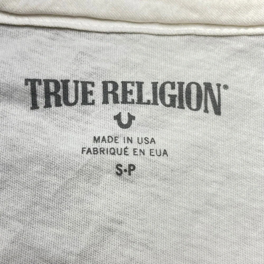 True Religion Men Skull Graphic T-Shirt White Crew Neck Made in USA MU3A451NC7 S